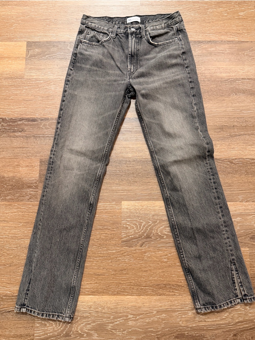 Zara Washed Charcoal High-Rise Jeans